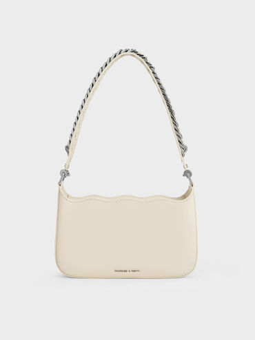 Wavy Braided Chain-Link Shoulder Bag, Chalk, hi-res