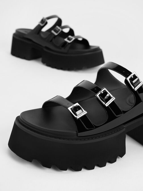 Nadine Patent Triple-Strap Platform Sandals, , hi-res