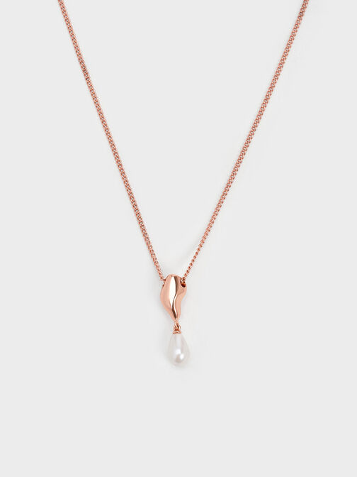 Corrine Teardrop Pearl Necklace, Rose Gold, hi-res