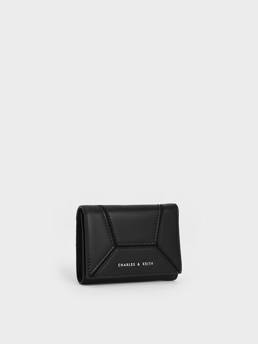 Nasrin Geometric Wallet, สีดำอะไหล่สีเงิน, hi-res