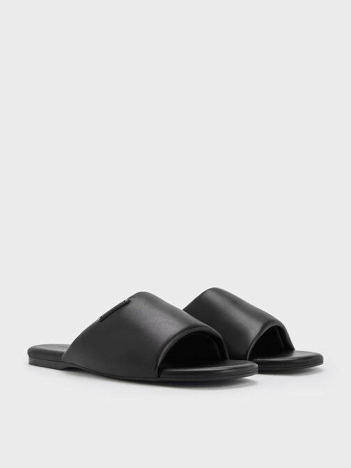 Puffy Wide-Strap Slide Sandals, , hi-res