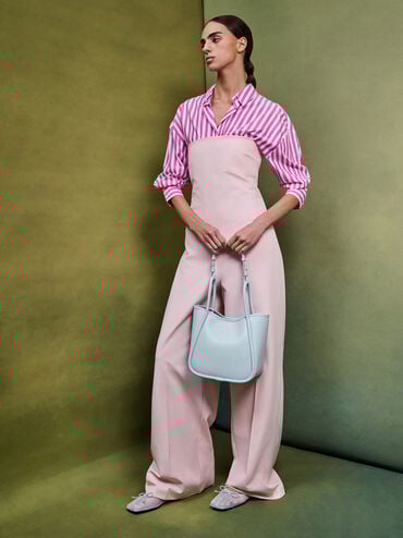 กระเป๋าโท้ทขนาดมินิดีไซน์ขอบรุ่น Lyla, สีซีซอลต์บลู, hi-res