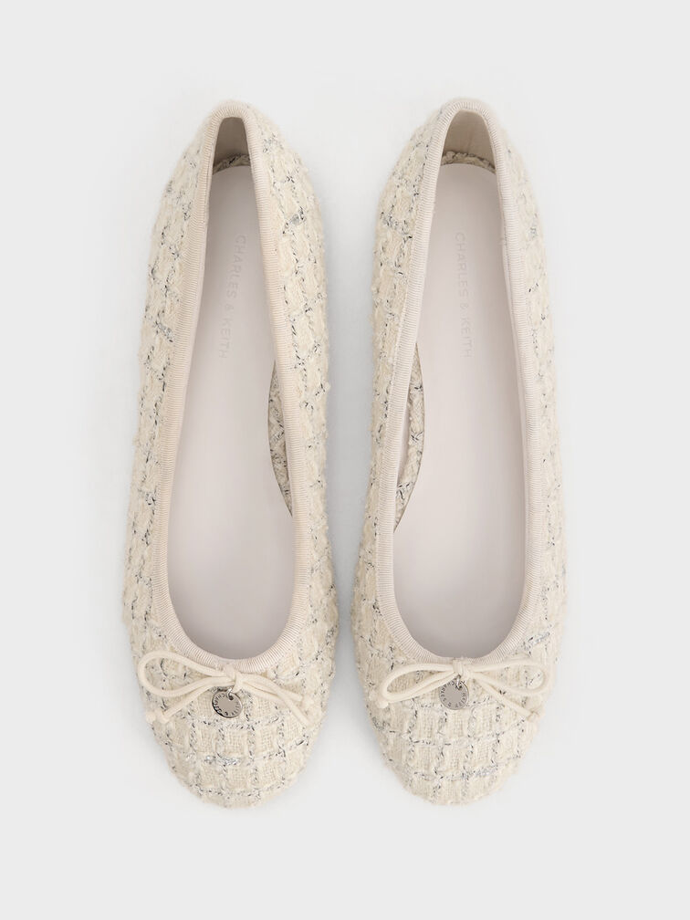 Tweed Bow Ballet Flats, Multi, hi-res