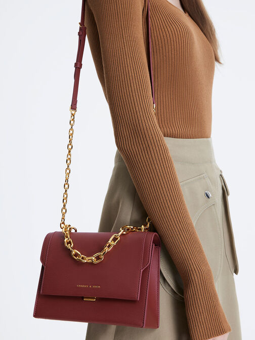 Front Flap Chain Handle Bag, , hi-res