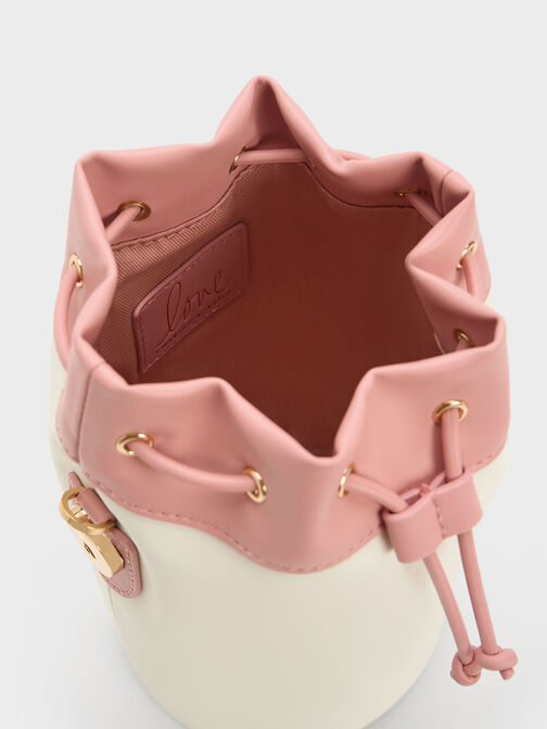 Heart Motif Caged Bucket Bag, , hi-res
