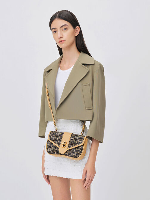 Aubrielle Tweed Panelled Crossbody Bag, , hi-res