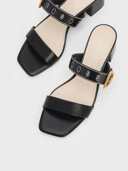 Sepphe Metallic Buckle Heeled Mules, , hi-res