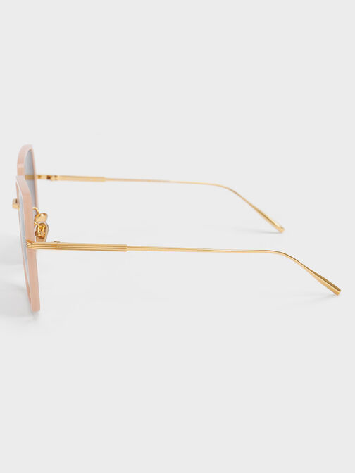 Oversized Square Butterfly Sunglasses, Pink, hi-res