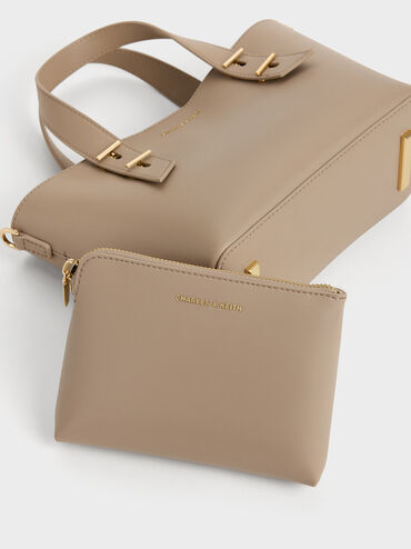 กระเป๋าโท้ทมินิพร้อมหูจับแบบคู่รุ่น Shania, สีโทป, hi-res