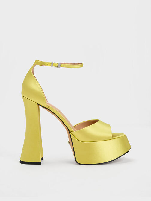 Michelle Recycled Polyester Platform Sandals, สีไลม์, hi-res