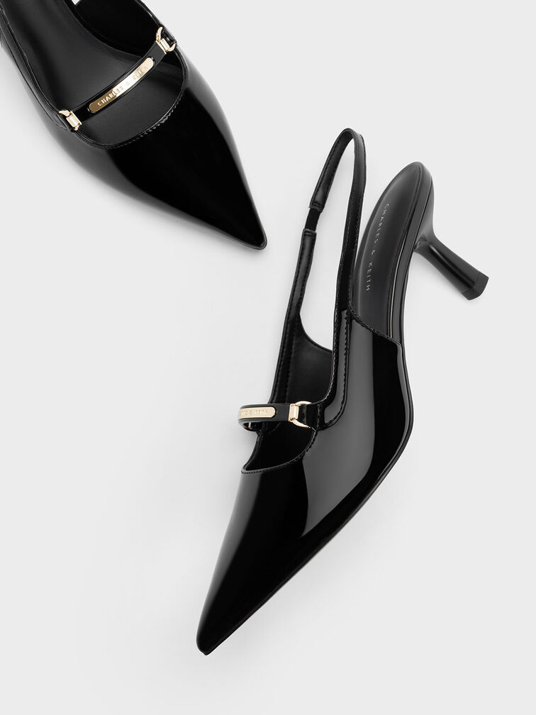 Patent Metallic Accent Slingback Pumps, , hi-res