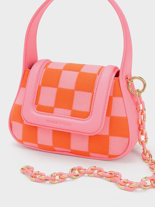 Shiloh Checkerboard Top Handle Bag, สีชมพู, hi-res
