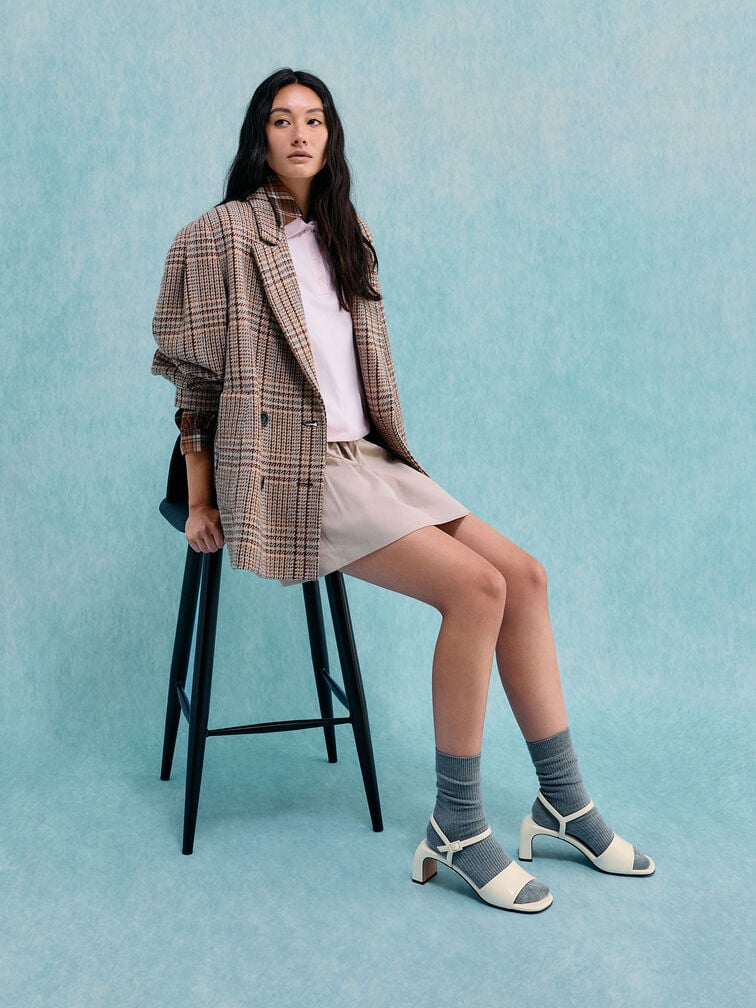 Patent Ankle-Strap Heeled Sandals, Butter, hi-res