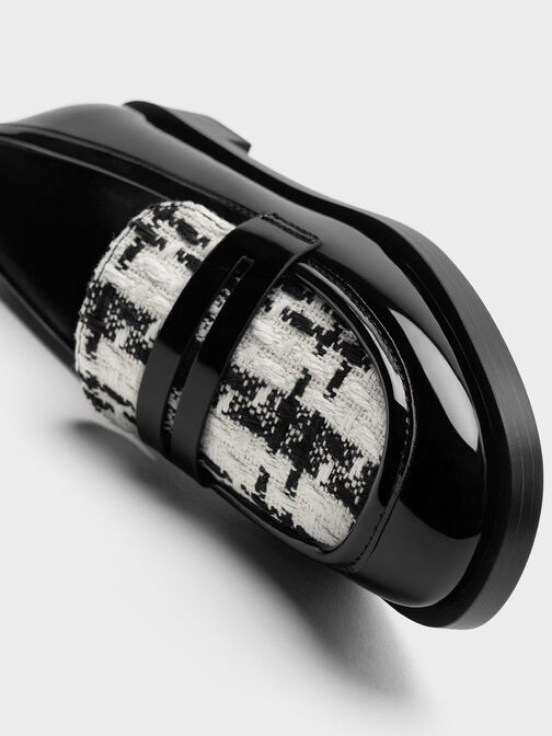Patent Tweed Penny Loafers, , hi-res