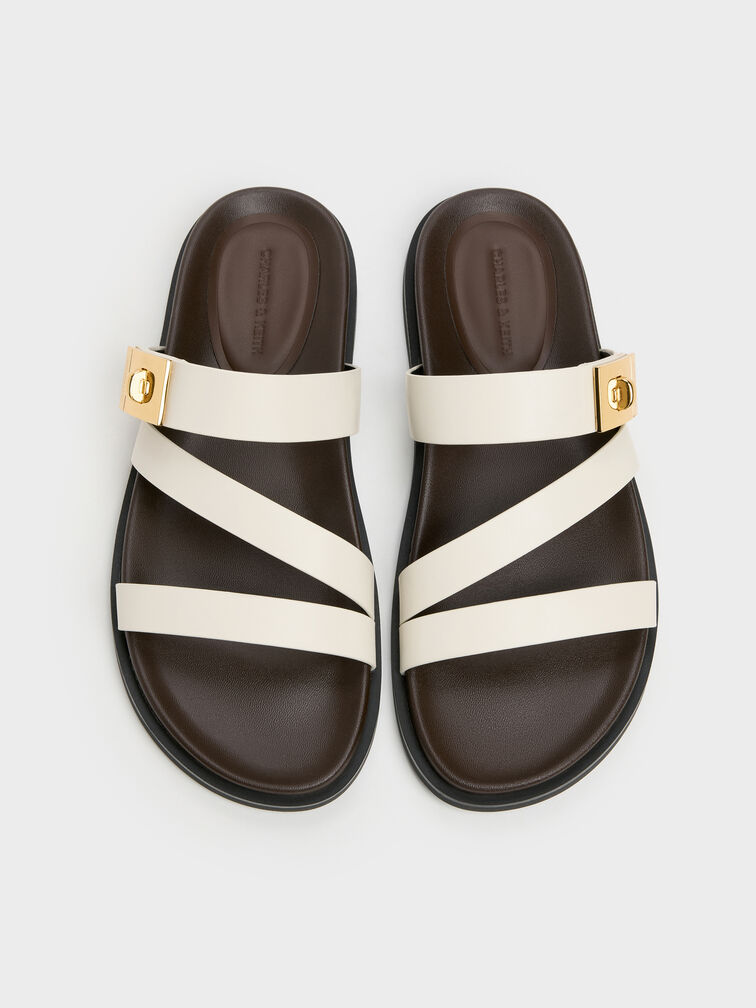 รองเท้าแตะดีไซน์สายคาดรุ่น Aelin, สีขาว, hi-res