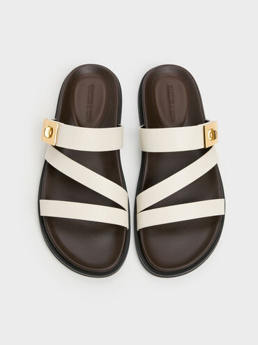 รองเท้าแตะดีไซน์สายคาดรุ่น Aelin, สีขาว, hi-res