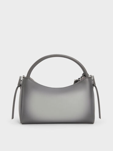 Hazel Burnished Bow Top Handle Bag, Grey, hi-res