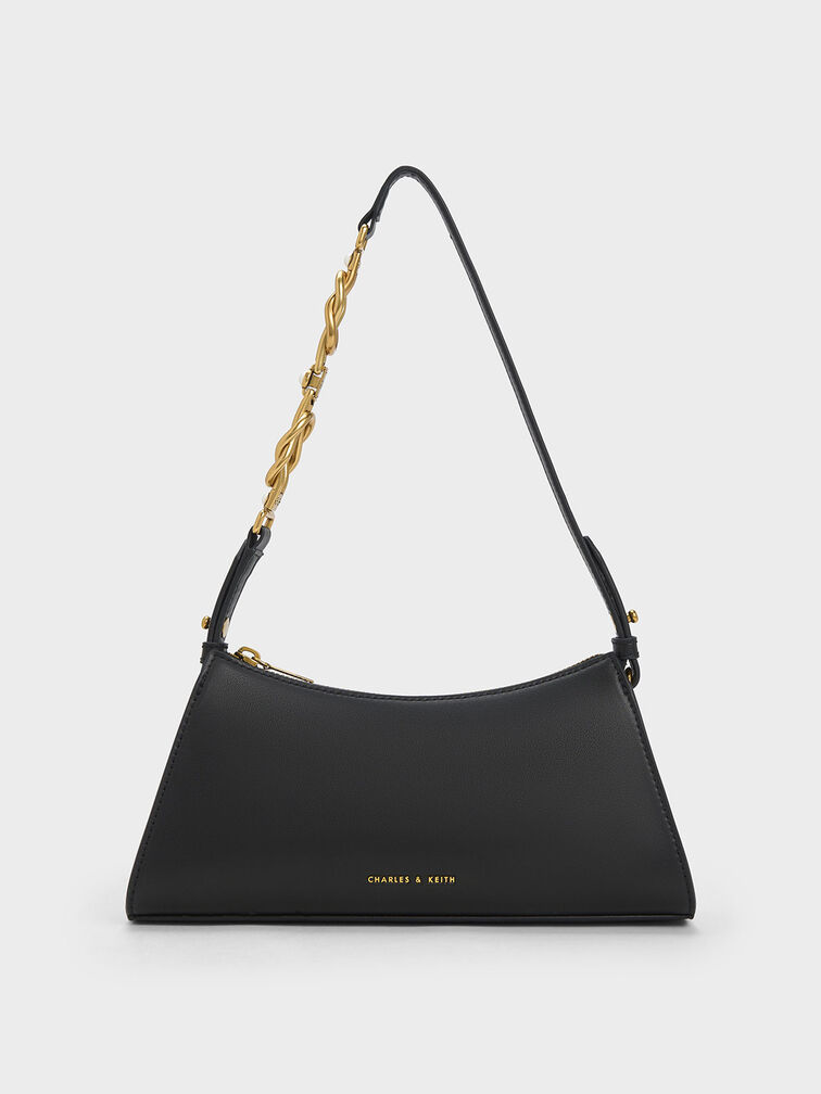 Metallic-Accent Strap Trapeze Bag, , hi-res