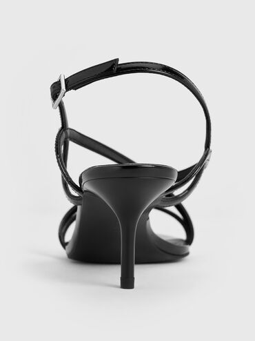 Strappy Stiletto-Heel Slingback Sandals, Black Boxed, hi-res