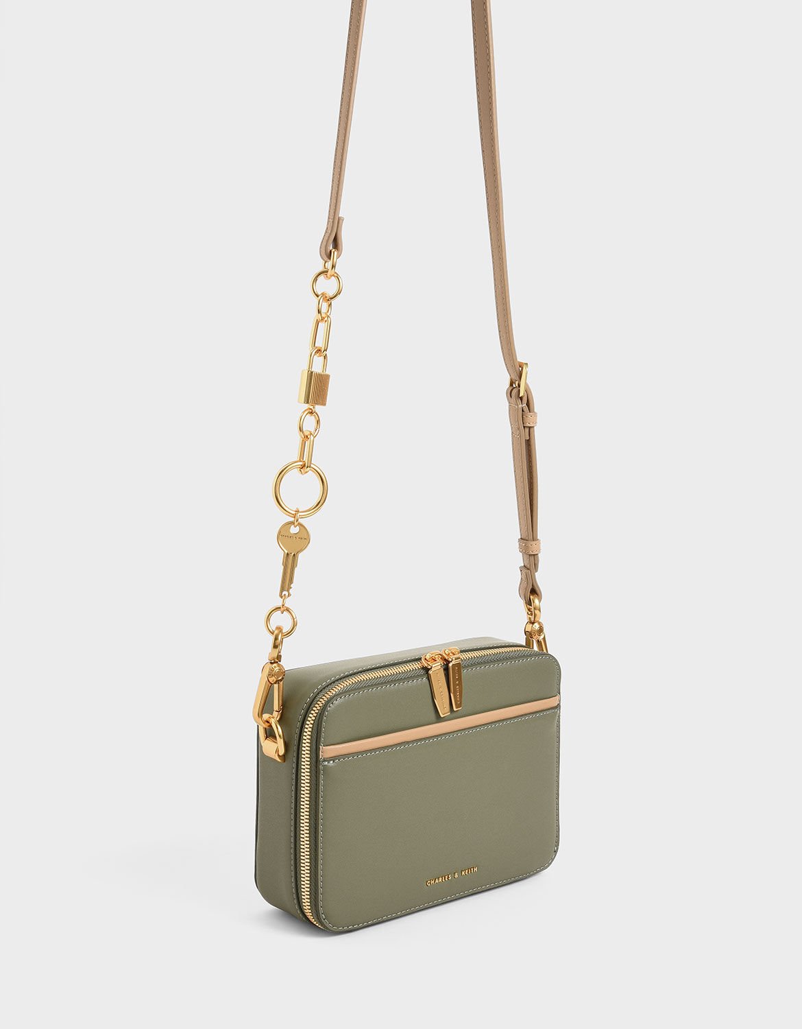 Lock & Key Chain Handle Bag - Sage Green
