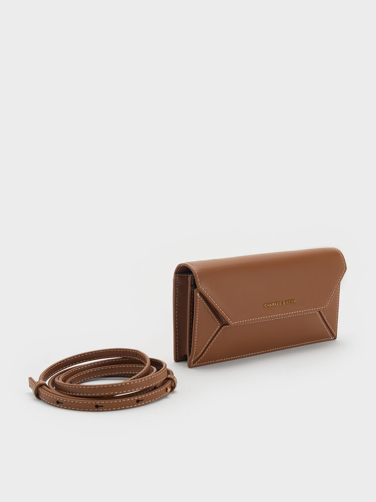 Nasrin Geometric Long Wallet, Chocolate, hi-res