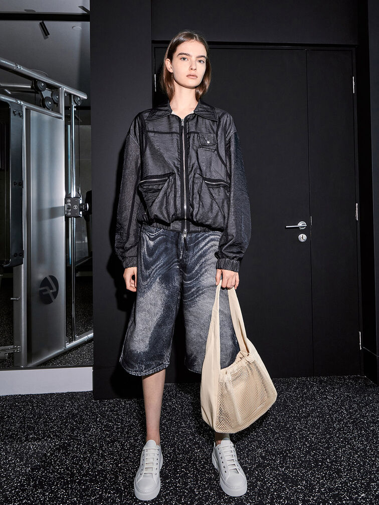 Terra Mesh & Nylon Shoulder Bag, Oat, hi-res