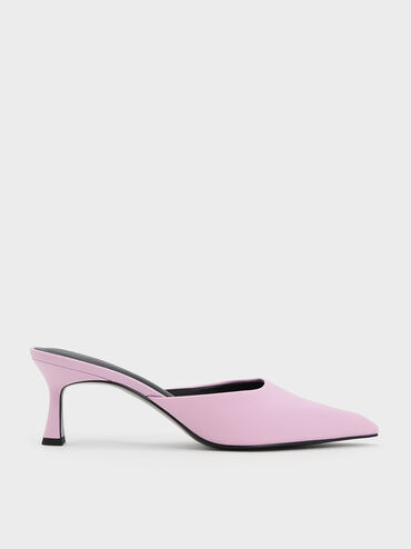 Flare Heel Mules, สีไลแลค, hi-res