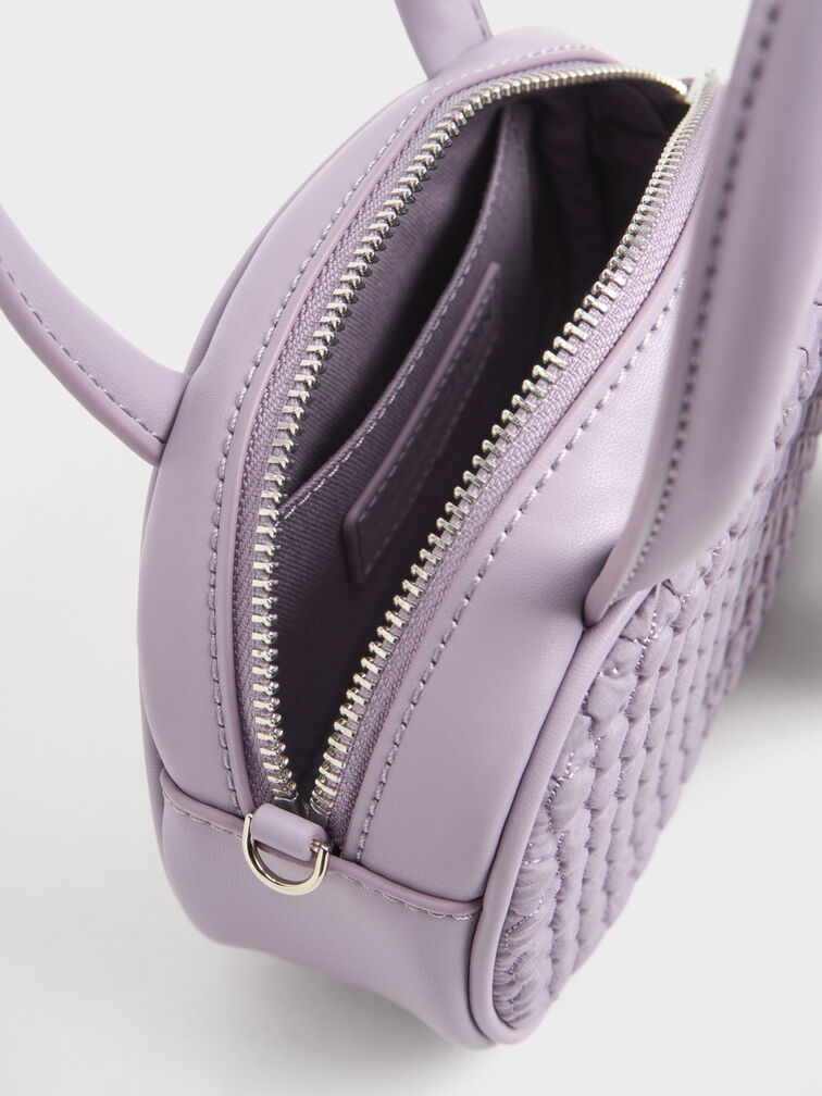 Nylon Textured Top Handle Bag, สีไลแลค, hi-res