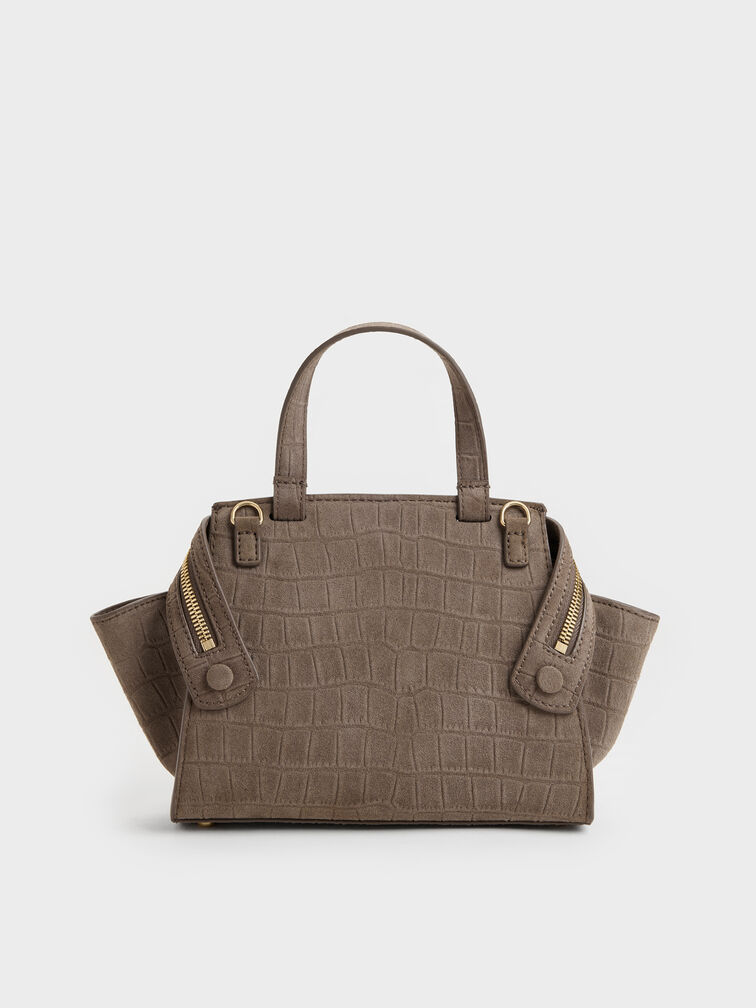 Pansy Trapeze Top Handle Bag, Stone Grey, hi-res