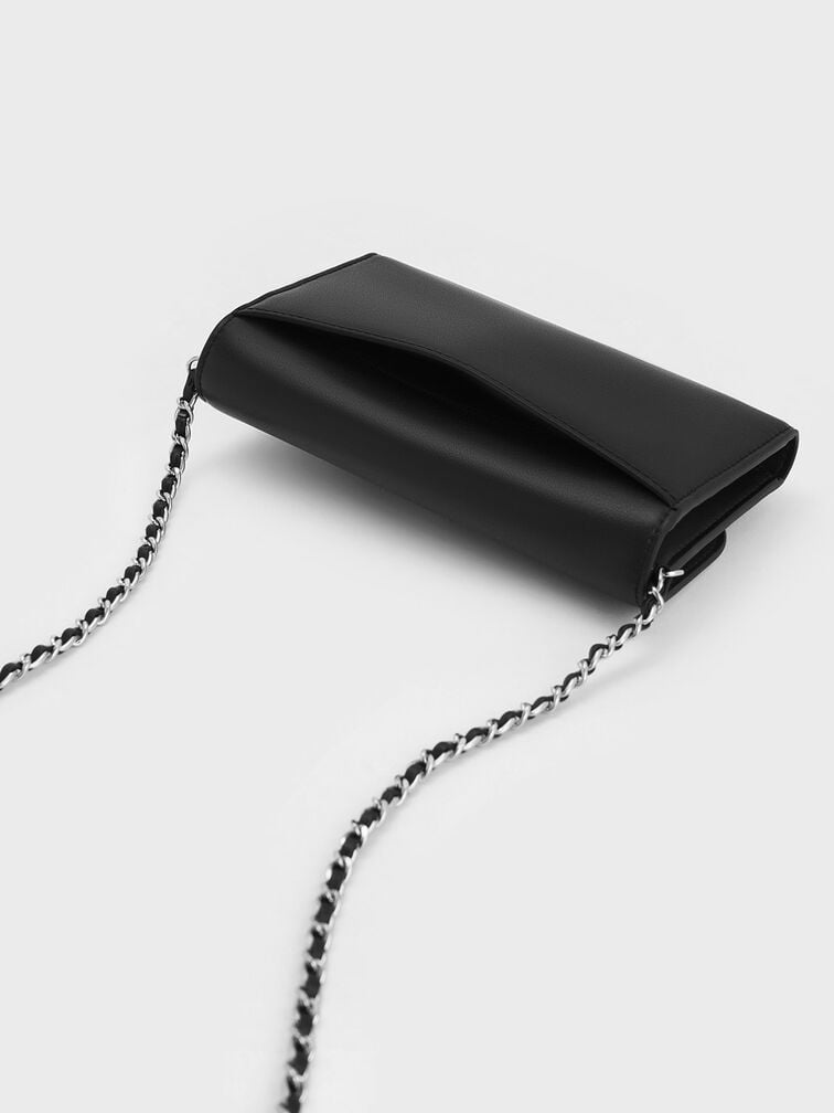 กระเป๋าสตางค์ใบยาวดีไซน์ที่ปิดด้านหน้าแบบแม่เหล็กรุ่น Octovia, สีดำอะไหล่สีเงิน กระเป๋าสตางค์ใบยาวดีไซน์ที่ปิดด้านหน้าแบบแม่เหล็กรุ่น Octovia, สีดำอะไหล่สีเงิน, hi-res