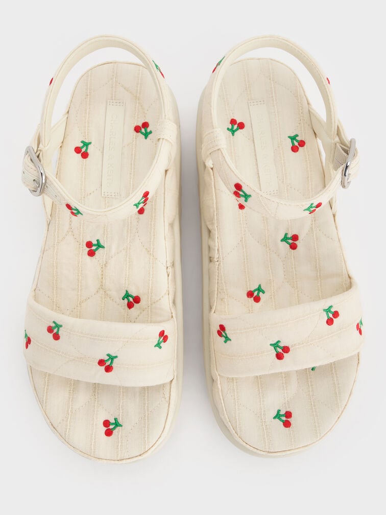 Cherry-Print Flatform Ankle-Strap Sandals, Multi, hi-res