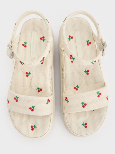 Cherry-Print Flatform Ankle-Strap Sandals, Multi, hi-res
