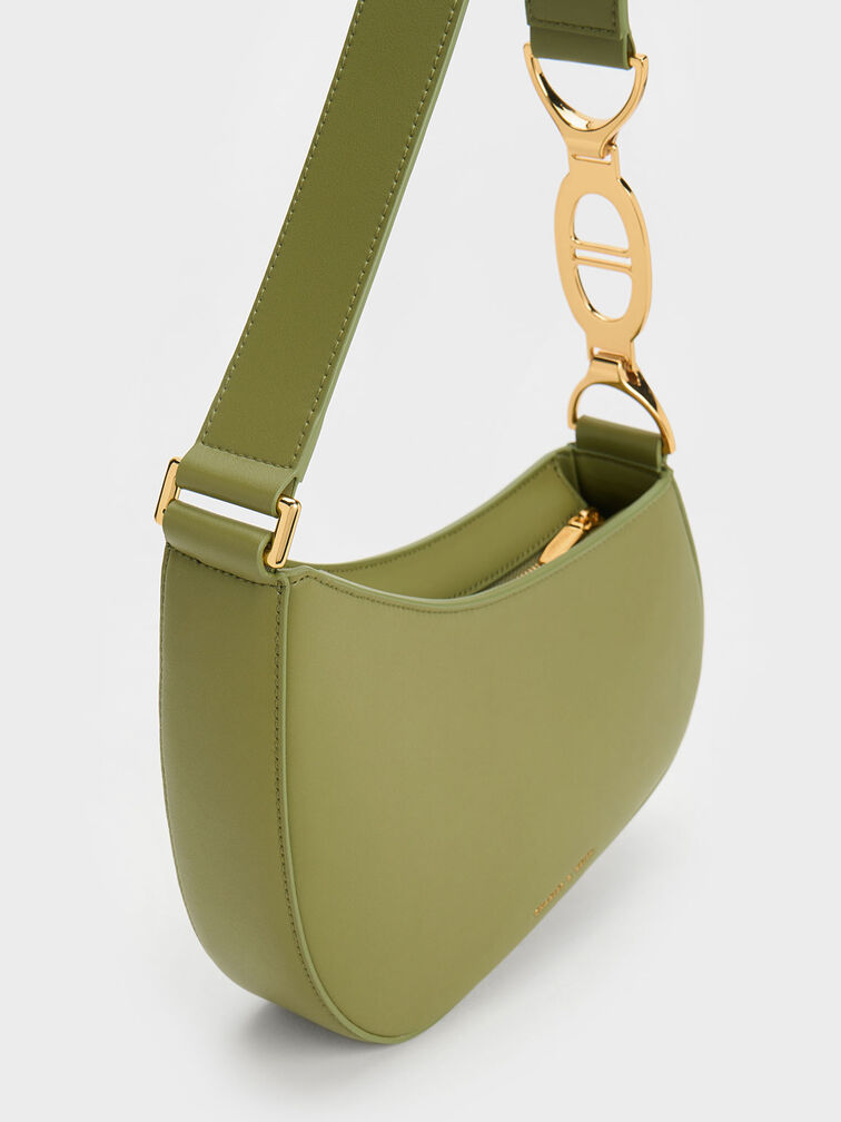 Asymmetrical Shoulder bag, Olive, hi-res