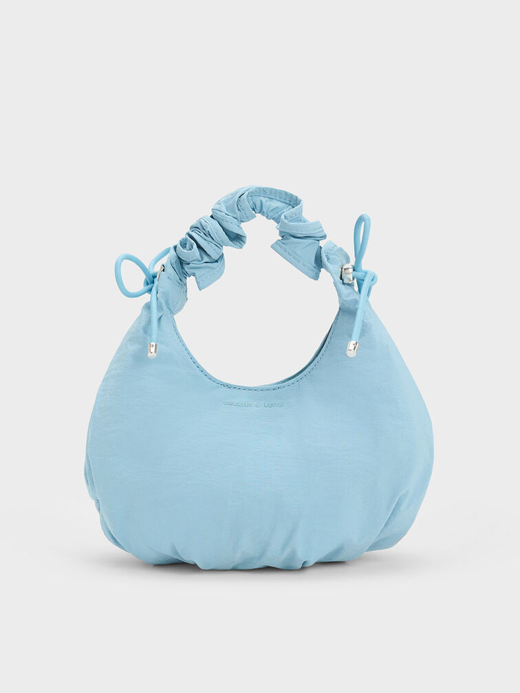 Maisy Ruched Nylon Bag, สีฟ้าอ่อน, hi-res