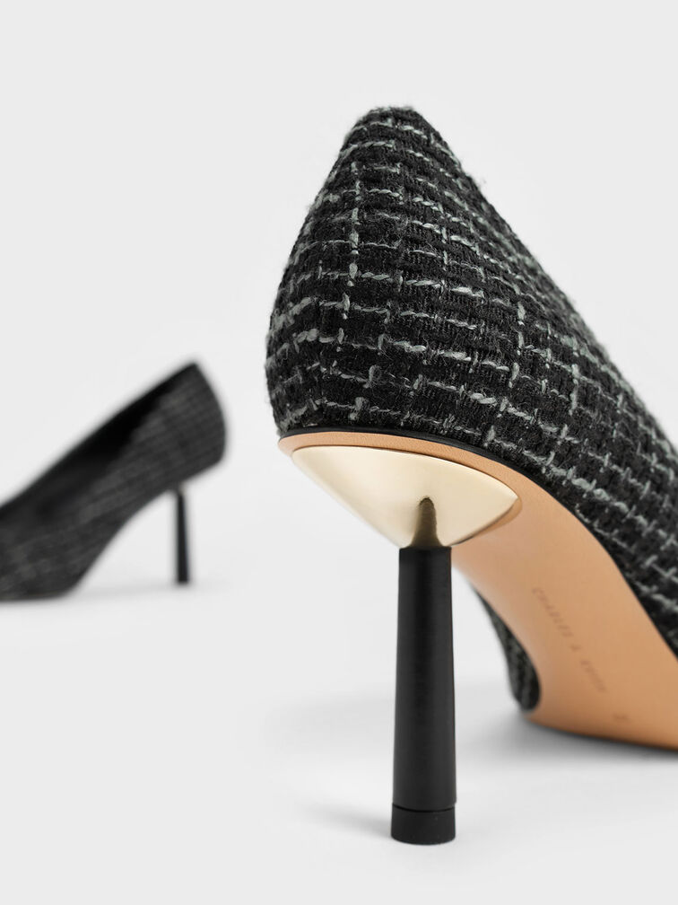 Cylindrical Heel Tweed Pumps, , hi-res