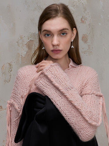 ต่างหูดีไซน์นางฟ้าขนมปังขิงพร้อมดาวคริสตัลรุ่น Athalia, สีเงิน, hi-res