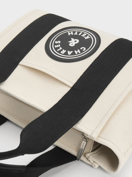 Kay Canvas Contrast-Trim Tote Bag, , hi-res