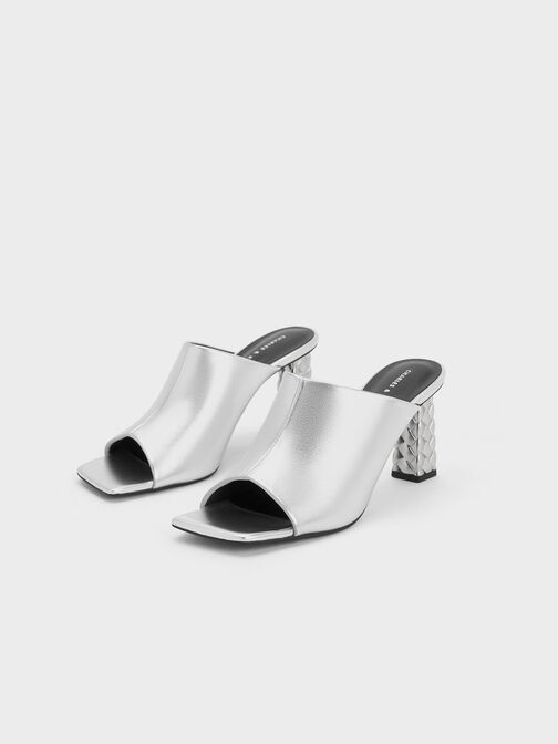 Open Toe Quilted Heel Mules, , hi-res