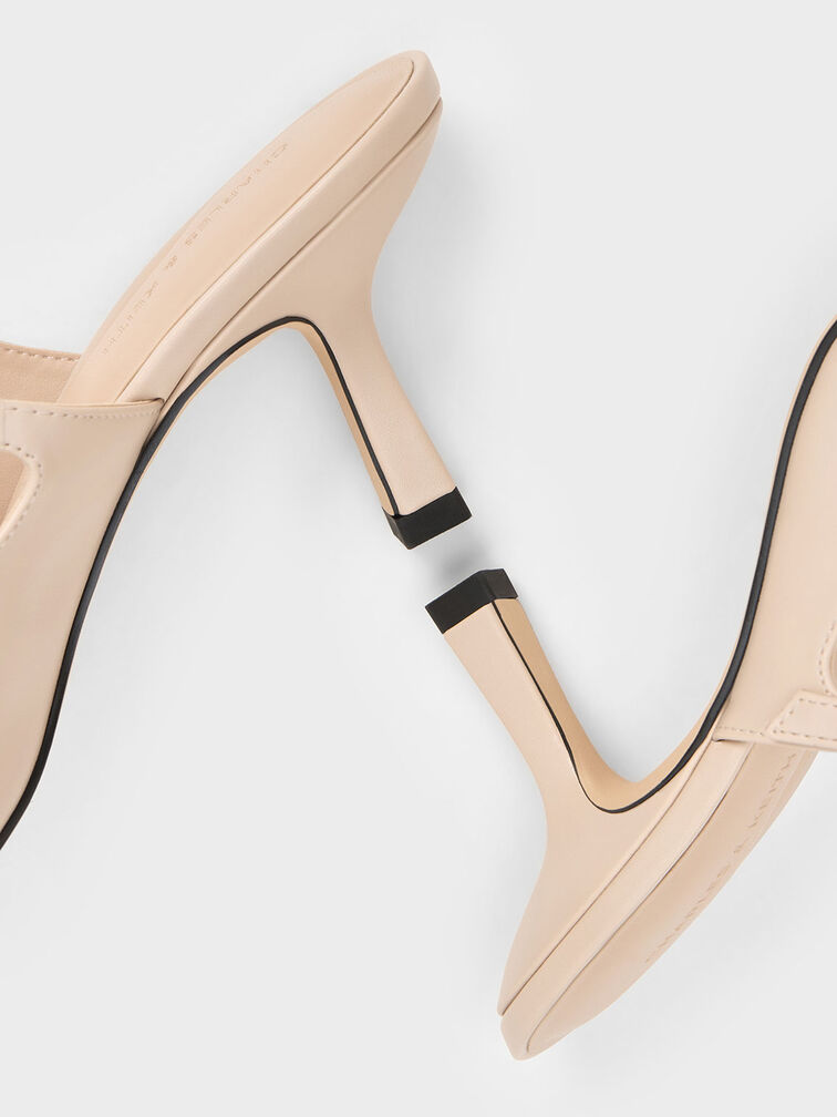 Buckle-Strap Heeled Mules, สีนู้ด, hi-res