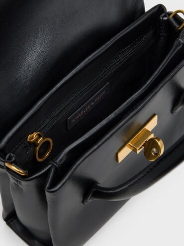 Mini Kerry Turn-Lock Tote Bag, Black, hi-res