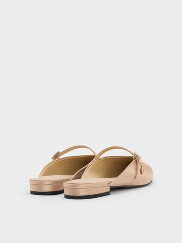 Satin Teardrop-Crystal Flat Mules, Gold, hi-res