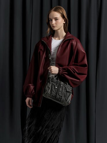 Arita Denim Jeans Top Handle Bag, Denim Noir, hi-res