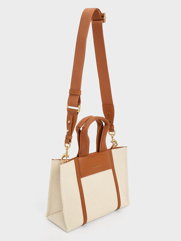 Mini Shalia Canvas Tote Bag, Cognac, hi-res