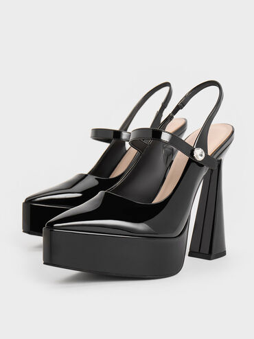 Patent Crystal-Accent Platform Mary Janes, Black Patent, hi-res