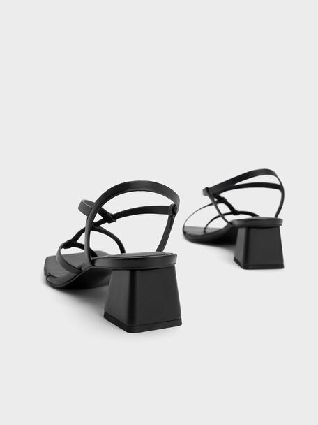 Asymmetric Interwoven Thong Sandals, สีดำ, hi-res