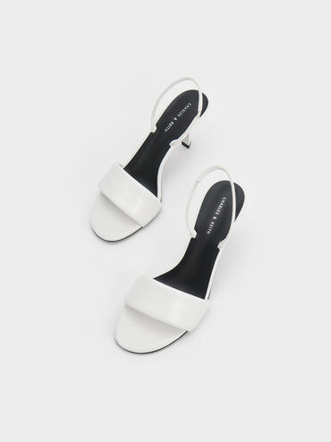 Padded Strap Slingback Pumps, White, hi-res