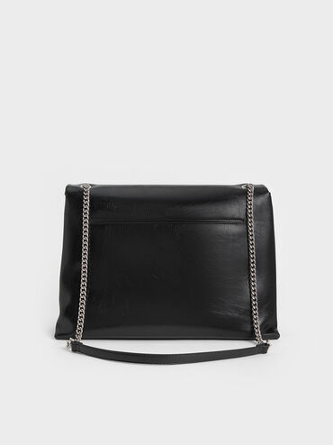 Sianna Chain-Handle Shoulder Bag, Black, hi-res