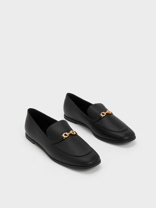 Metallic Accent Round-Toe Loafers, , hi-res
