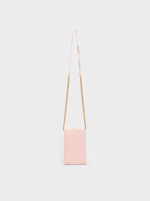 Eleni Quilted Elongated Crossbody Bag, Light Pink, hi-res