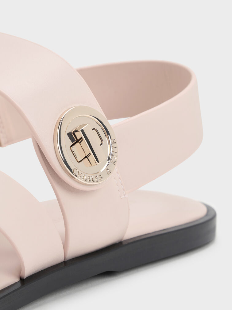 Yara Turn Lock Strappy Sandals, Cream, hi-res